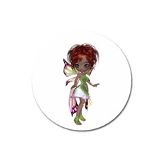 Fairy Magic Faerie In A Dress Magnet 3  (round) by goldenjackal