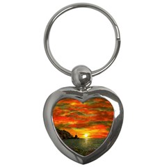 Alyssa s Sunset By Ave Hurley Artrevu - Key Chain (heart) by ArtRave2