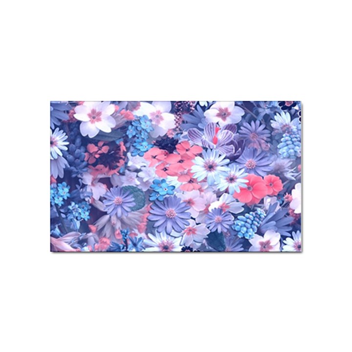 Spring Flowers Blue Sticker (Rectangle)