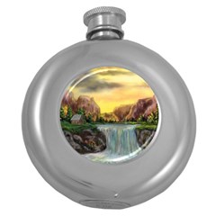 Brentons Waterfall - Ave Hurley - Artrave - Hip Flask (round) by ArtRave2