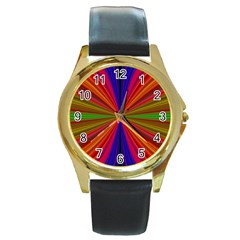 Design Round Leather Watch (gold Rim)  by Siebenhuehner