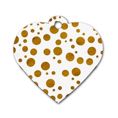 Tan Polka Dots Dog Tag Heart (two Sided) by Colorfulart23