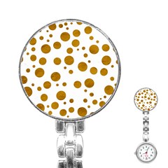 Tan Polka Dots Stainless Steel Nurses Watch by Colorfulart23