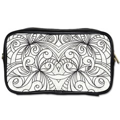 Drawing Floral Doodle 1 Travel Toiletry Bag (two Sides) by MedusArt