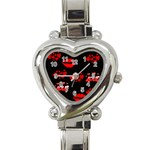 Love Red Hearts Love Flowers Art Heart Italian Charm Watch  Front