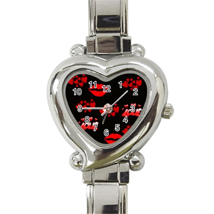 Love Red Hearts Love Flowers Art Heart Italian Charm Watch 