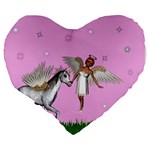 Unicorn And Fairy In A Grass Field And Sparkles 19  Premium Heart Shape Cushion Back