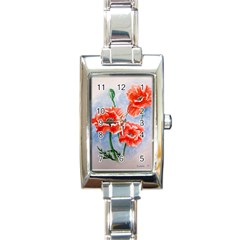 Poppies Rectangular Italian Charm Watch by ArtByThree