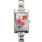 Poppies Rectangular Italian Charm Watch Front