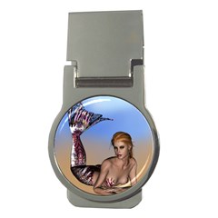 Mermaid On The Beach  Money Clip (round) by goldenjackal