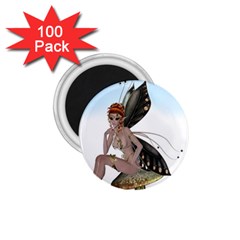 Fairy Sitting On A Mushroom 1 75  Button Magnet (100 Pack) by goldenjackal