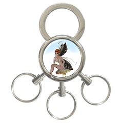 Fairy Sitting On A Mushroom 3-ring Key Chain by goldenjackal