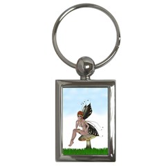 Fairy Sitting On A Mushroom Key Chain (rectangle) by goldenjackal