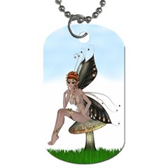 Fairy Sitting On A Mushroom Dog Tag (two-sided)  by goldenjackal