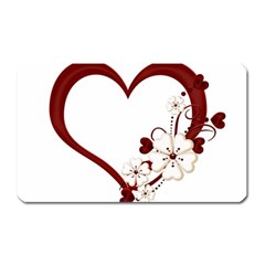 Red Love Heart With Flowers Romantic Valentine Birthday Magnet (rectangular) by goldenjackal