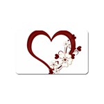 Red Love Heart With Flowers Romantic Valentine Birthday Magnet (Name Card) Front