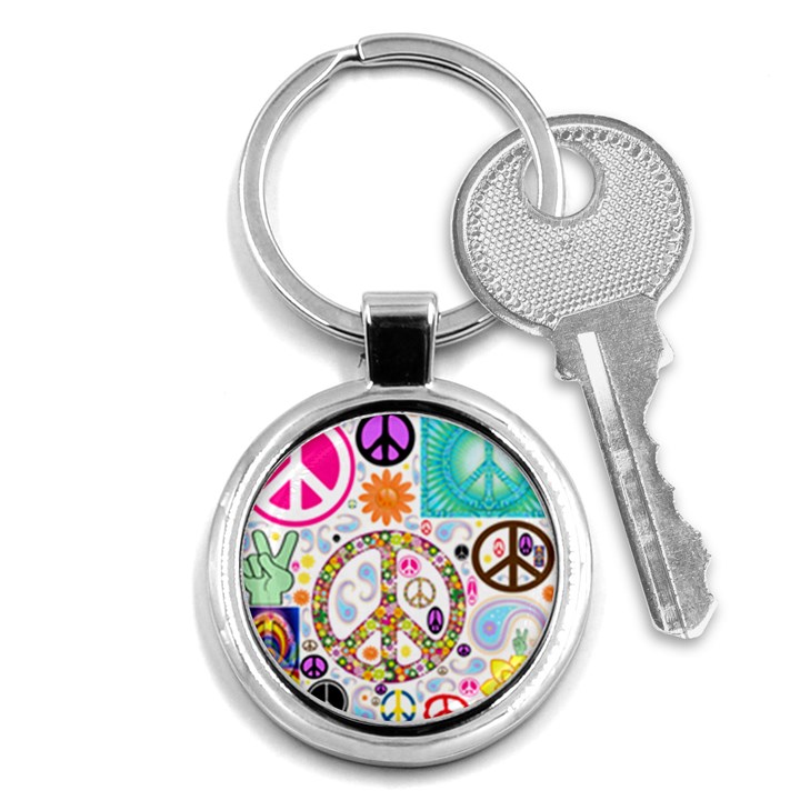 Peace Collage Key Chain (Round)