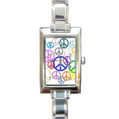 Peace Sign Collage Png Rectangular Italian Charm Watch by StuffOrSomething