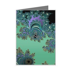 Celtic Symbolic Fractal Design In Green Mini Greeting Card by UROCKtheWorldDesign