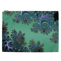 Celtic Symbolic Fractal Design In Green Cosmetic Bag (xxl) by UROCKtheWorldDesign