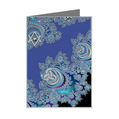 Blue Metallic Celtic Fractal Mini Greeting Card by UROCKtheWorldDesign