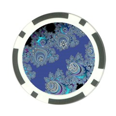 Blue Metallic Celtic Fractal Poker Chip by UROCKtheWorldDesign