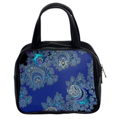 Blue Metallic Celtic Fractal Classic Handbag (two Sides) by UROCKtheWorldDesign