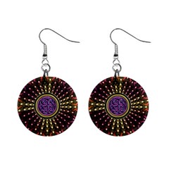 Hot Lavender Celtic Fractal Framed Mandala Mini Button Earrings by UROCKtheWorldDesign