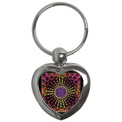 Hot Lavender Celtic Fractal Framed Mandala Key Chain (heart) by UROCKtheWorldDesign