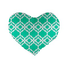 Lattice Stars In Teal 16  Premium Heart Shape Cushion  by Contest1878042