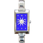 Deep Blue And White Star Rectangular Italian Charm Watch Front