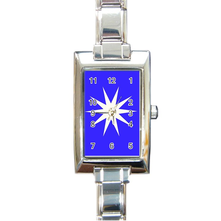 Deep Blue And White Star Rectangular Italian Charm Watch