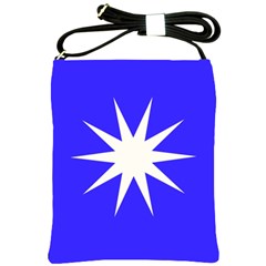 Deep Blue And White Star Shoulder Sling Bag by Colorfulart23