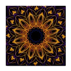 Yellow Purple Lotus Mandala Ceramic Tile by Zandiepants