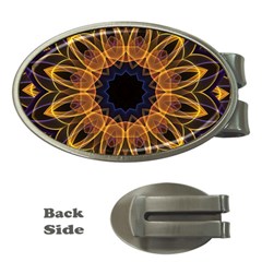 Yellow Purple Lotus Mandala Money Clip (oval) by Zandiepants