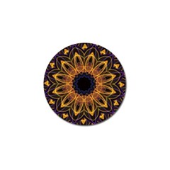 Yellow Purple Lotus Mandala Golf Ball Marker by Zandiepants