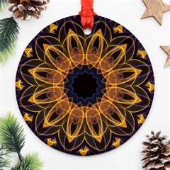 Yellow Purple Lotus Mandala Round Ornament (two Sides) by Zandiepants