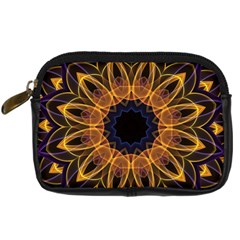 Yellow Purple Lotus Mandala Digital Camera Leather Case by Zandiepants