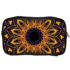 Yellow Purple Lotus Mandala Travel Toiletry Bag (two Sides) by Zandiepants