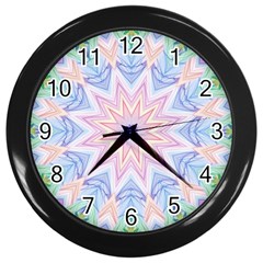 Soft Rainbow Star Mandala Wall Clock (black) by Zandiepants