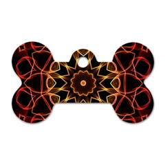 Yellow And Red Mandala Dog Tag Bone (one Sided) by Zandiepants