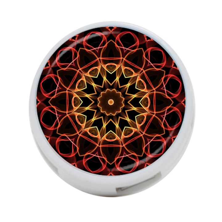 Yellow And Red Mandala 4-Port USB Hub (Two Sides)