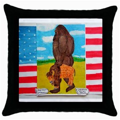 Big Foot,bison U,s,a, Flag Black Throw Pillow Case by creationtruth