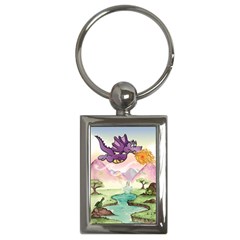 The Wee Purple Dragon Key Chain (rectangle) by CaterinaBassano