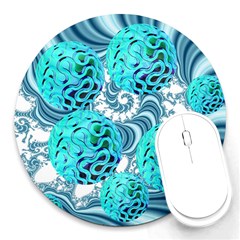 Teal Sea Forest, Abstract Underwater Ocean 8  Mouse Pad (round) by DianeClancy