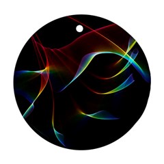 Imagine, Through The Abstract Rainbow Veil Round Ornament (two Sides) by DianeClancy