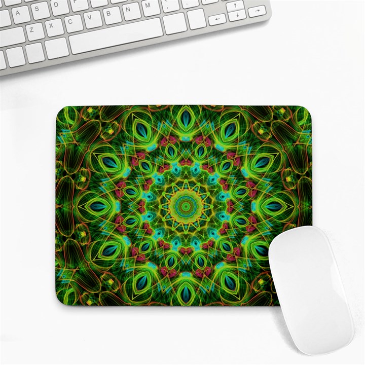 Peacock Feathers Mandala Small Mouse Pad (Rectangle)