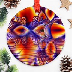 Winter Crystal Palace, Abstract Cosmic Dream Round Ornament (two Sides) by DianeClancy