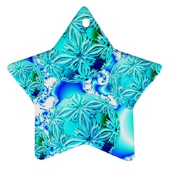 Blue Ice Crystals, Abstract Aqua Azure Cyan Ornament (star) by DianeClancy