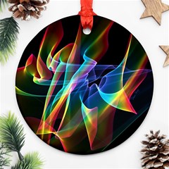 Aurora Ribbons, Abstract Rainbow Veils  Round Ornament (two Sides) by DianeClancy